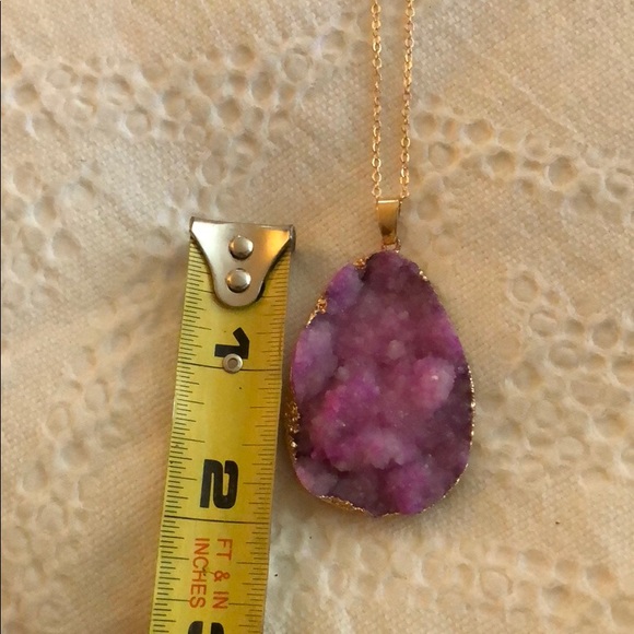 Brazilian Druzy Natural Stone Pendant necklace. - Picture 6 of 8
